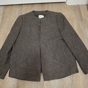 John Doyle Bishop Womens Black & Beige Wool Geometric Pattern Jacket Size 12